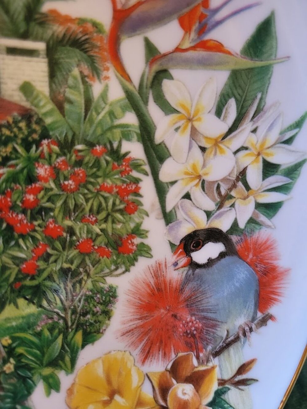 Vintage 1989 Hawaiian Garden Plate Dot Barlowe Gardens of Beauty Reco - Picture 5 of 5